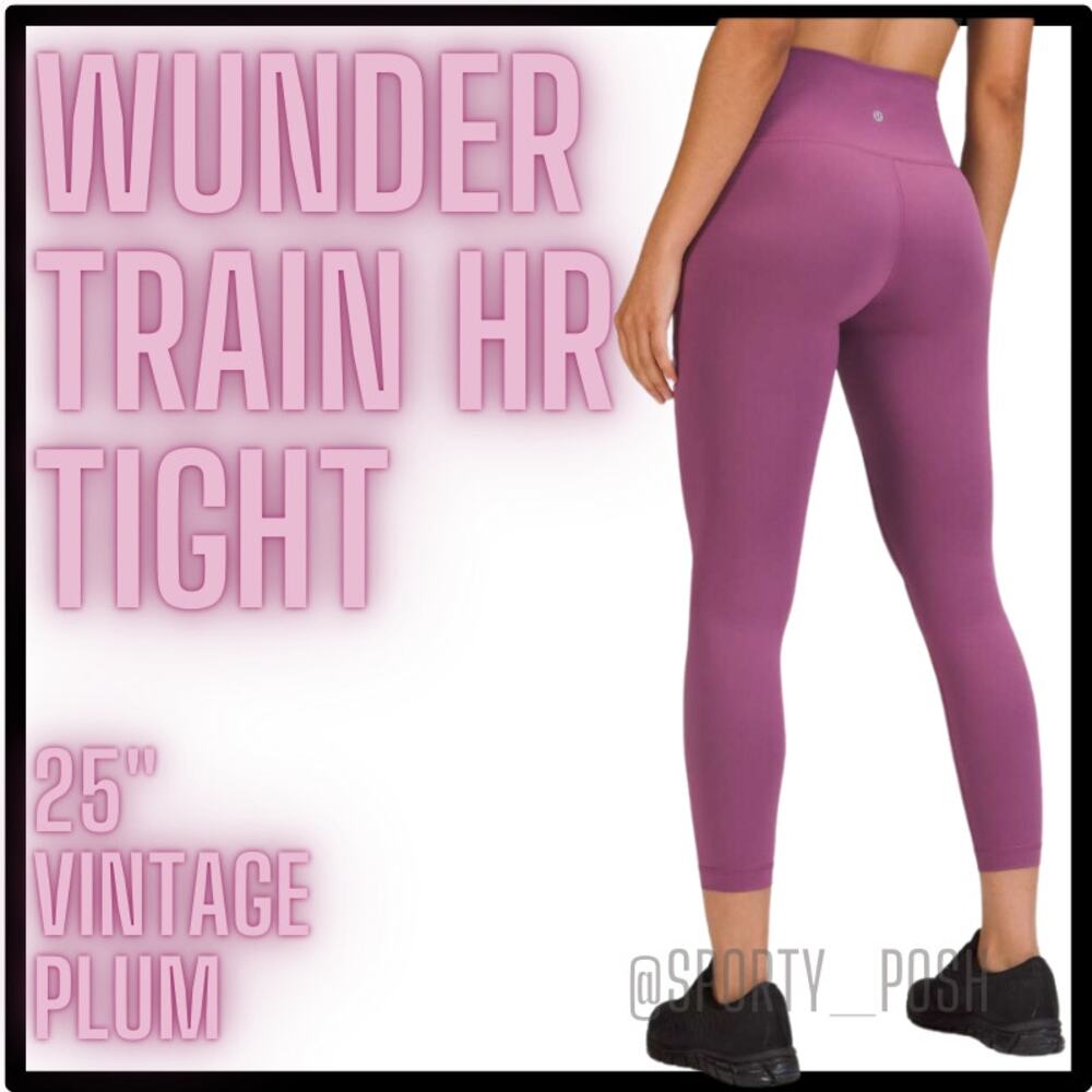 NWT Vintage Plum lululemon Wunder Train HR Tight 25" *Everlux Sz 4